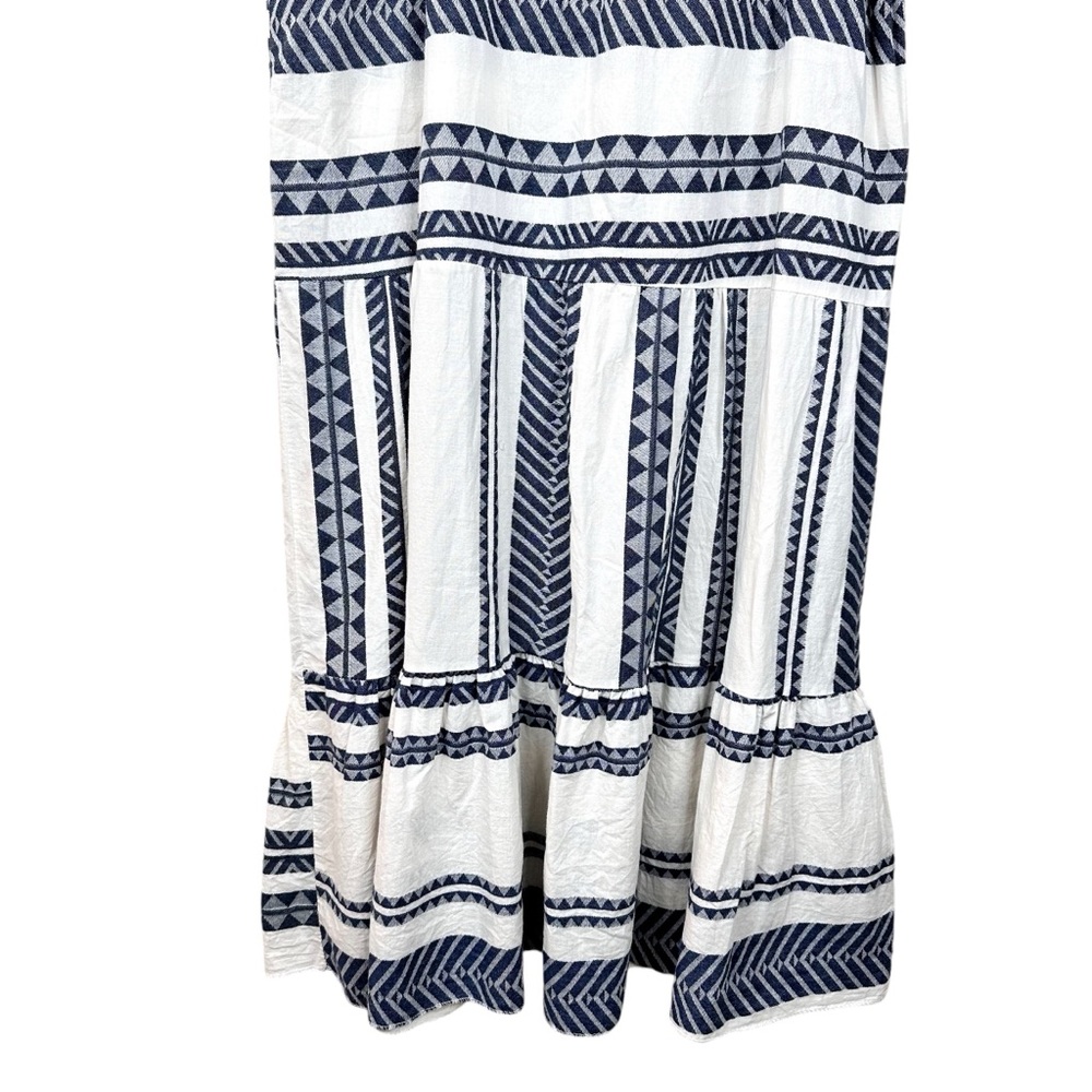 Caterina Ricci Dress Navy Blue & White Ruffle Tie Back Sleeveless Dress Medium - Picture 7 of 12